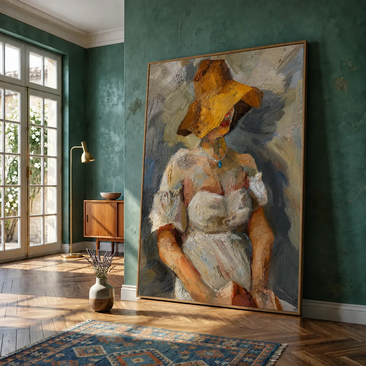Golden Hat Figure Wall Art styled interior scene 7 | Olyrel