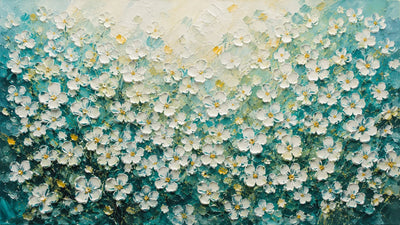 Original artwork view of Turquoise Meadow Floral Wall Art | Olyrel