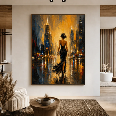 Gilded Boulevard Figurative Wall Art styled interior scene 1 | Olyrel