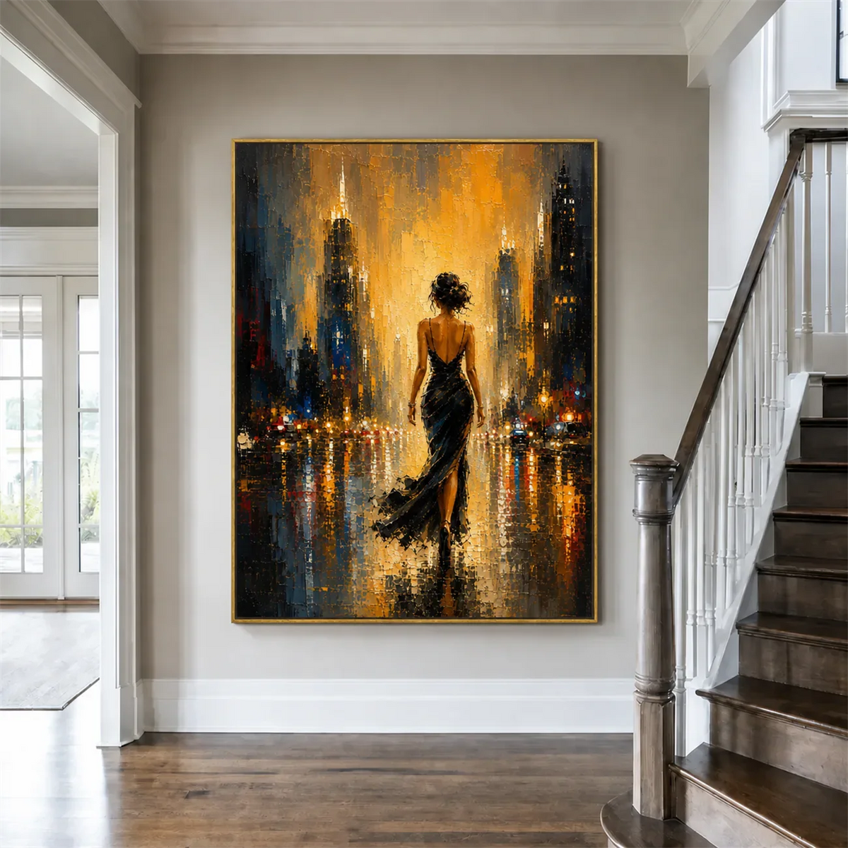 Gilded Boulevard Figurative Wall Art styled interior scene 2 | Olyrel
