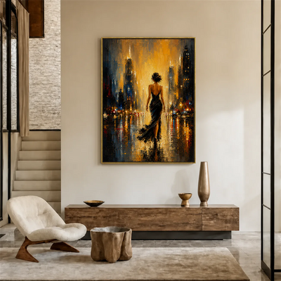 Gilded Boulevard Figurative Wall Art styled interior scene 5 | Olyrel