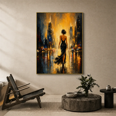 Gilded Boulevard Figurative Wall Art styled interior scene 7 | Olyrel