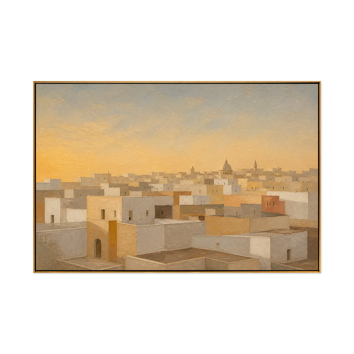 Sunlit Ivory Rooftops Wall Art | Olyrel