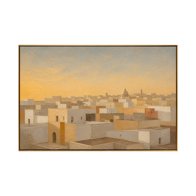 Sunlit Ivory Rooftops Wall Art | Olyrel