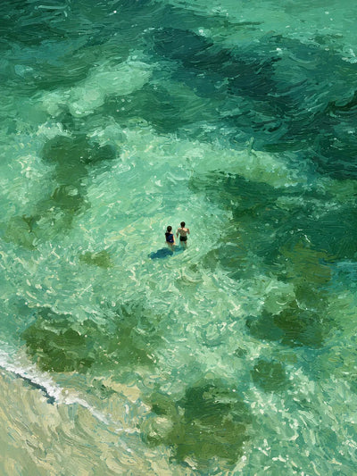 Emerald Tide Swimmers Wall Art artwork view | Olyrel