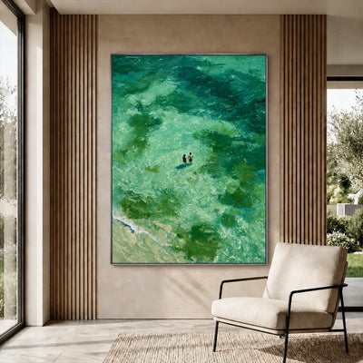 Emerald Tide Swimmers Wall Art styled interior scene 1 | Olyrel