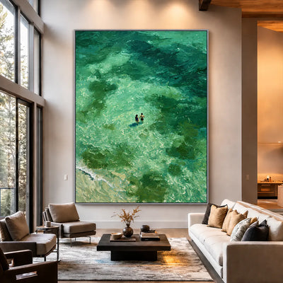 Emerald Tide Swimmers Wall Art styled interior scene 2 | Olyrel