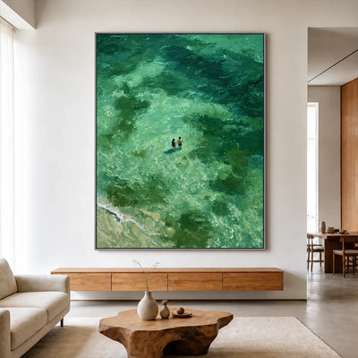 Emerald Tide Swimmers Wall Art styled interior scene 4 | Olyrel