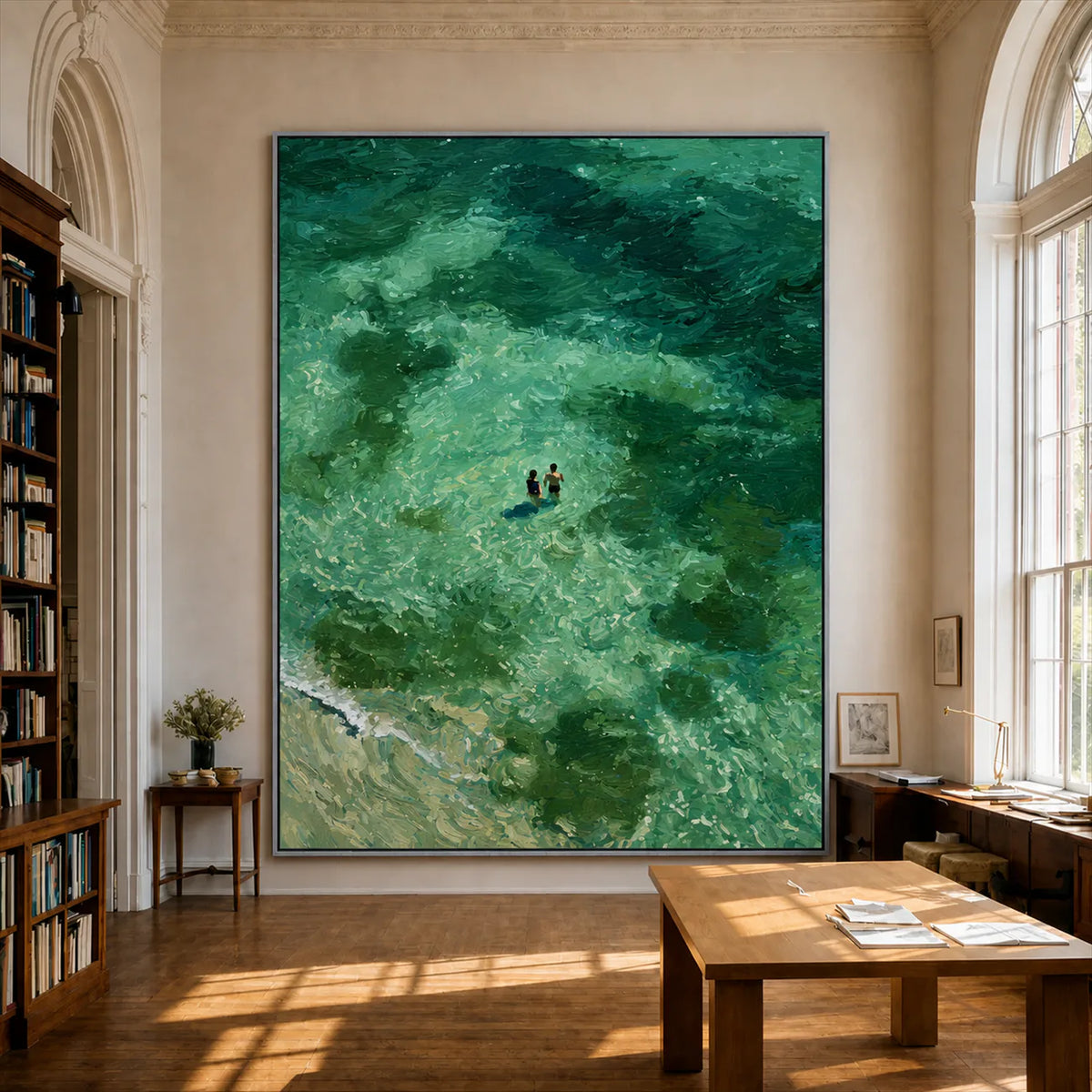 Emerald Tide Swimmers Wall Art styled interior scene 6 | Olyrel