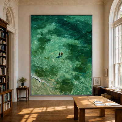 Emerald Tide Swimmers Wall Art styled interior scene 6 | Olyrel