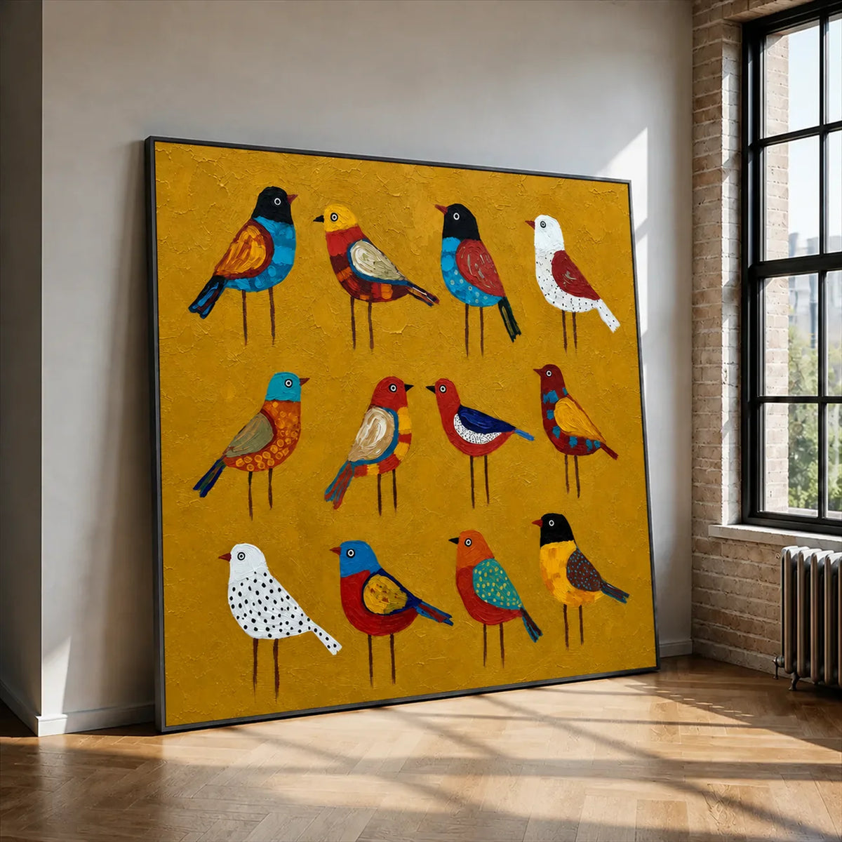 Golden Aviary Bird Wall Art styled interior scene 2 | Olyrel