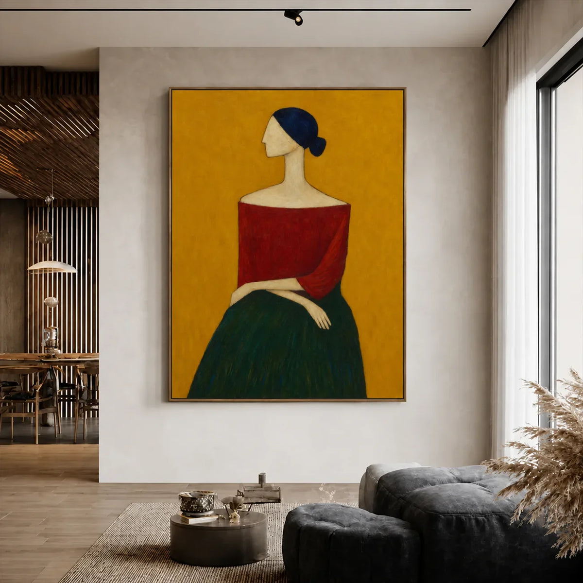 Scarlet Poise Figurative Wall Art styled interior scene 1 | Olyrel