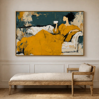 Golden Repose Figurative Wall Art styled interior scene 1 | Olyrel