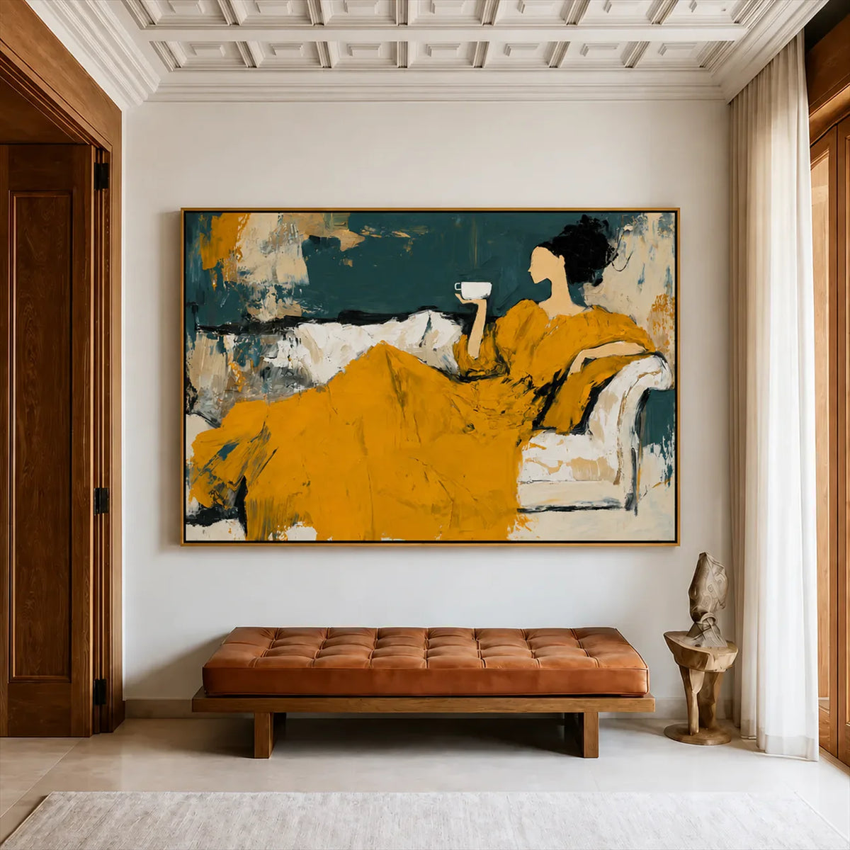 Golden Repose Figurative Wall Art styled interior scene 2 | Olyrel