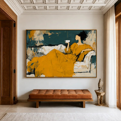Golden Repose Figurative Wall Art styled interior scene 2 | Olyrel
