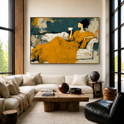 Golden Repose Figurative Wall Art styled interior scene 5 | Olyrel