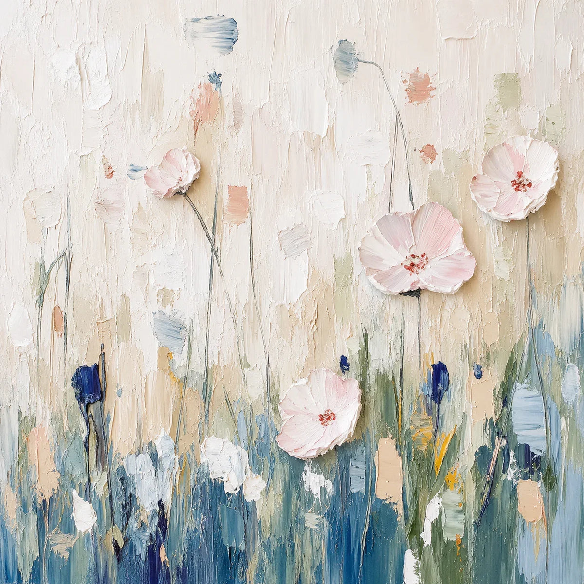 Blush Meadow Textured Floral Wall Art artwork view | Olyrel