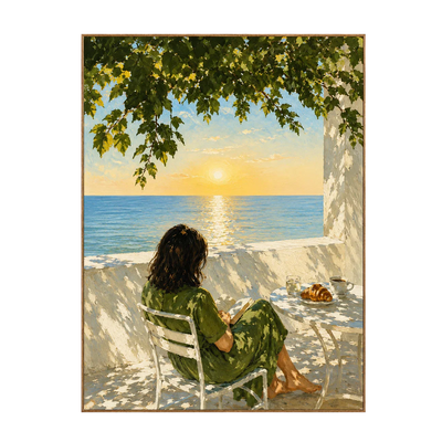Seaside Morning Reading Wall Art | Olyrel