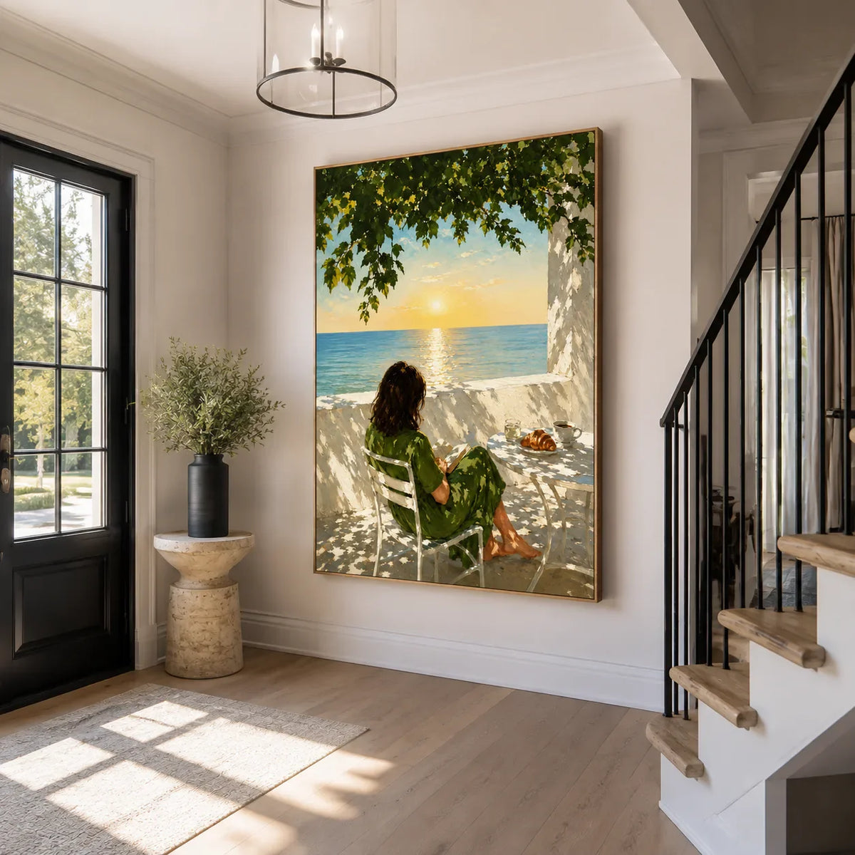 Seaside Morning Reading Wall Art styled interior scene 1 | Olyrel