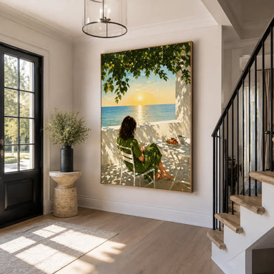 Seaside Morning Reading Wall Art styled interior scene 1 | Olyrel