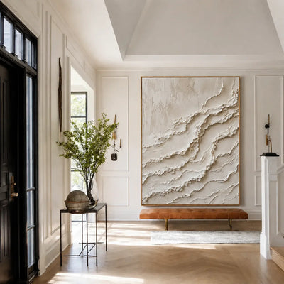Ivory Cascade Textured Relief Wall Art styled interior scene 2 | Olyrel