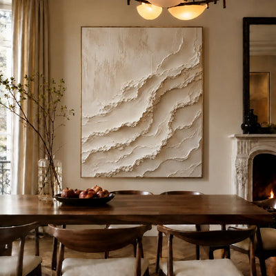 Ivory Cascade Textured Relief Wall Art styled interior scene 4 | Olyrel