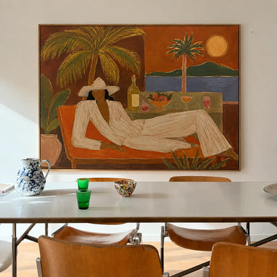 Sunset Terrace Leisure Figurative Wall Art styled interior scene 1 | Olyrel