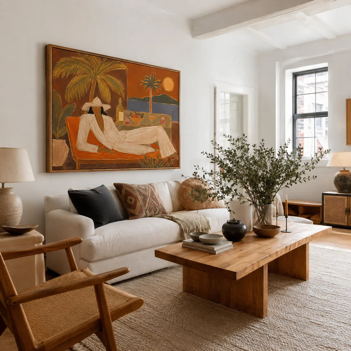Sunset Terrace Leisure Figurative Wall Art styled interior scene 6 | Olyrel