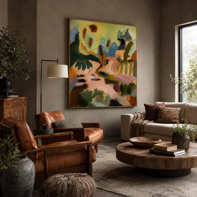 Pastel Garden Passage Abstract Wall Art styled interior scene 3 | Olyrel