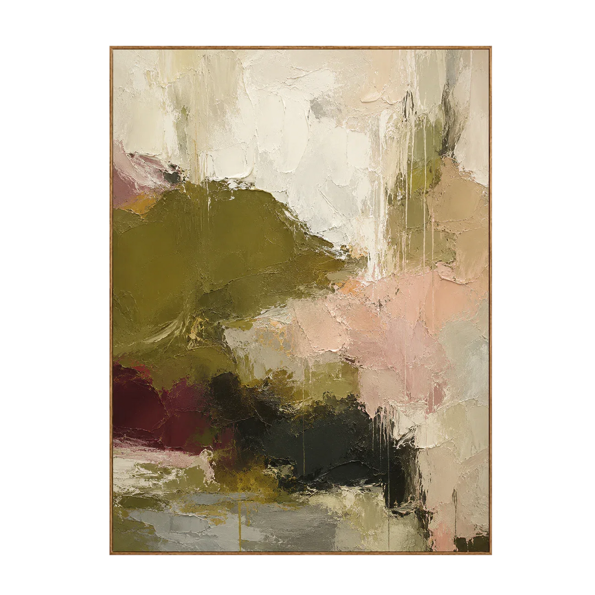 Olive Blush Abstract Textured Wall Art | Olyrel