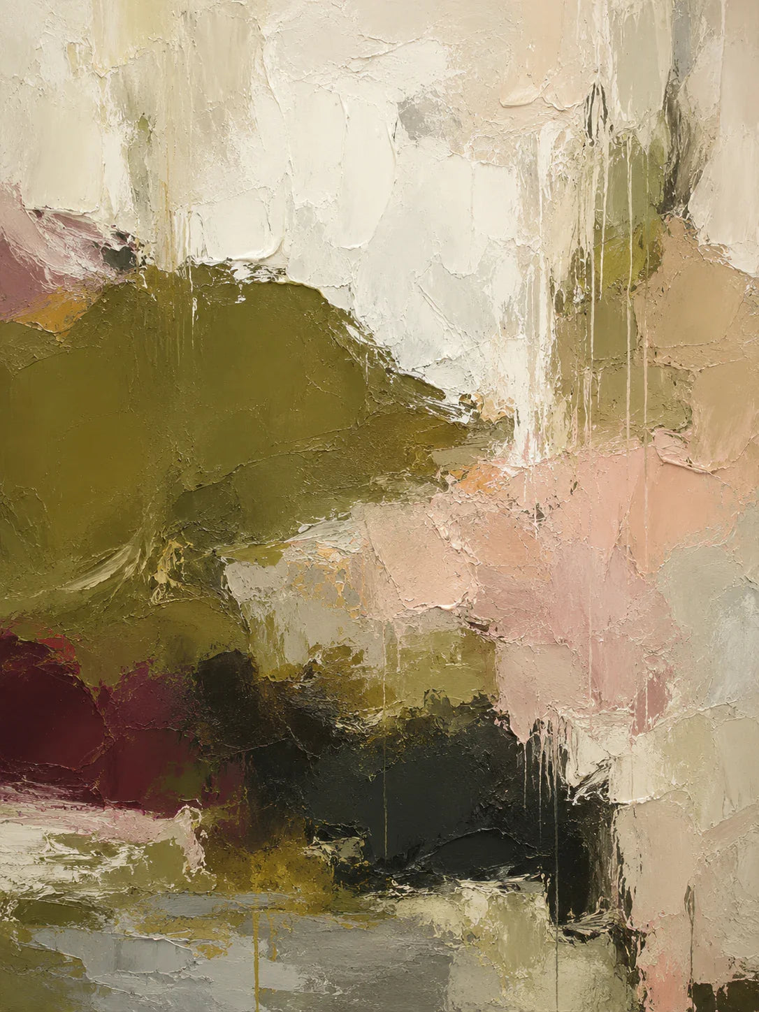 Olive Blush Abstract Textured Wall Art artwork view | Olyrel