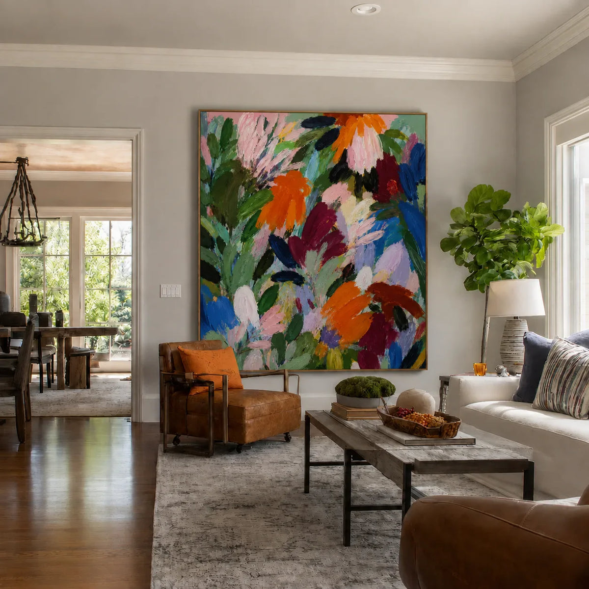 Wildflower Symphony Colorful Floral Wall Art styled interior scene 3 | Olyrel