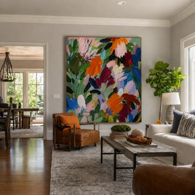 Wildflower Symphony Colorful Floral Wall Art styled interior scene 3 | Olyrel