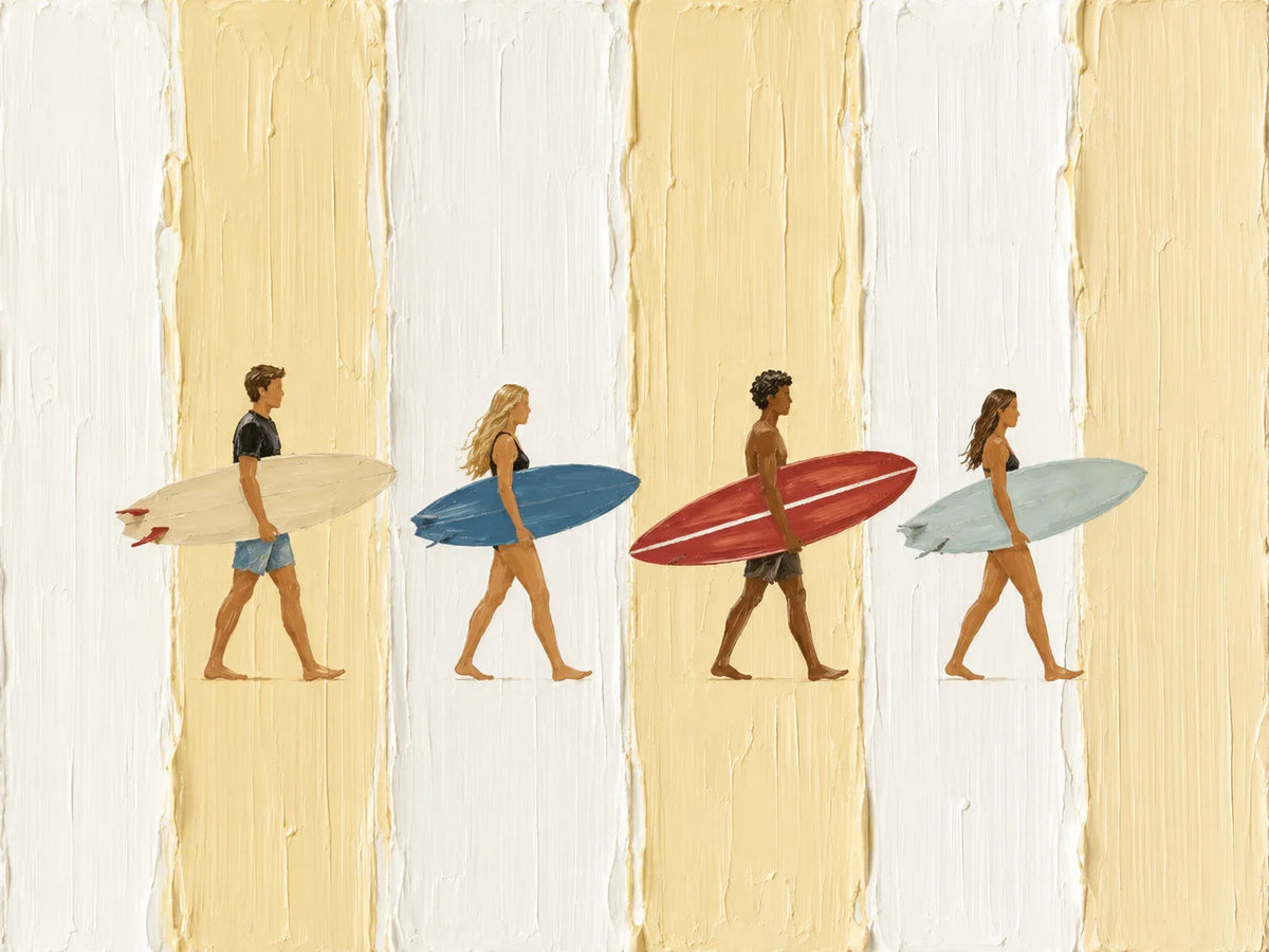 Sunlit Surfers Textured Wall Art artwork view | Olyrel