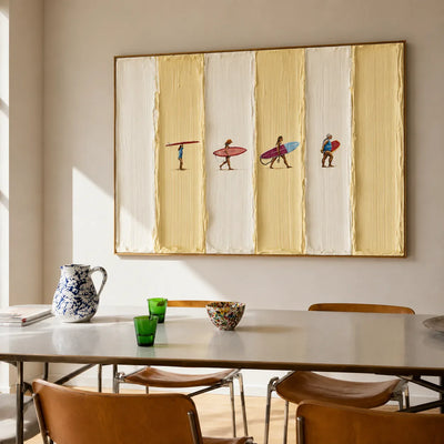 Sunlit Surfers Textured Wall Art styled interior scene 3 | Olyrel