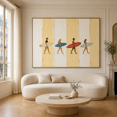 Sunlit Surfers Textured Wall Art styled interior scene 5 | Olyrel