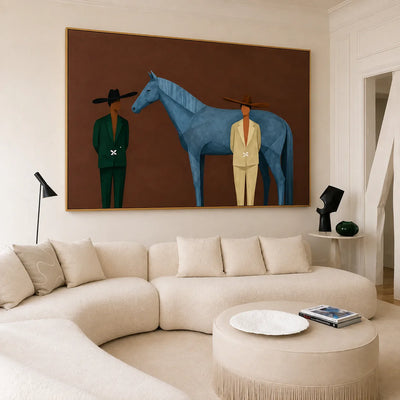 Blue Horse Companions Figurative Wall Art styled interior scene 3 | Olyrel