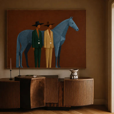 Blue Horse Companions Figurative Wall Art styled interior scene 4 | Olyrel