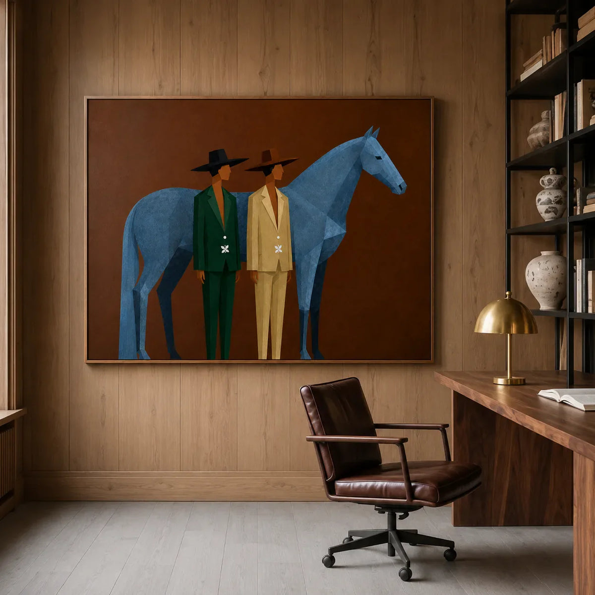 Blue Horse Companions Figurative Wall Art styled interior scene 5 | Olyrel
