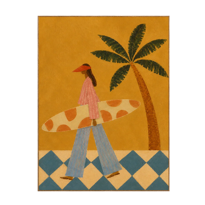 Golden Coast Surfer Figurative Wall Art | Olyrel