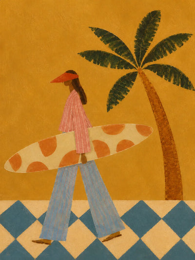 Golden Coast Surfer Figurative Wall Art artwork view | Olyrel