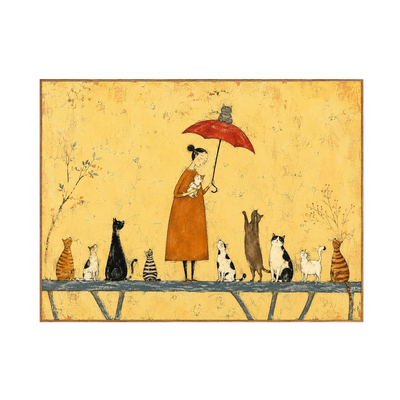 Cat Parade Under Red Umbrella Wall Art | Olyrel