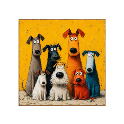 Whimsical Dog Family Wall Art | Olyrel