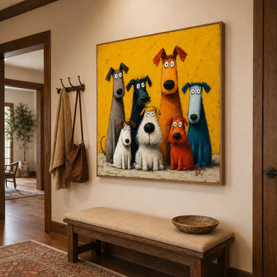 Whimsical Dog Family Wall Art styled interior scene 1 | Olyrel
