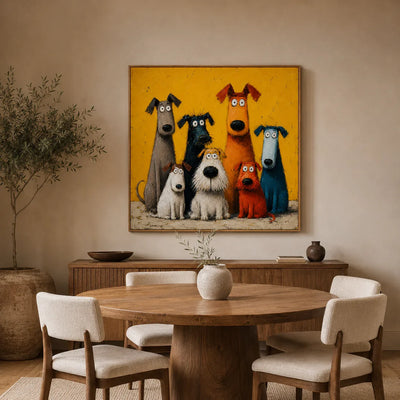 Whimsical Dog Family Wall Art styled interior scene 2 | Olyrel