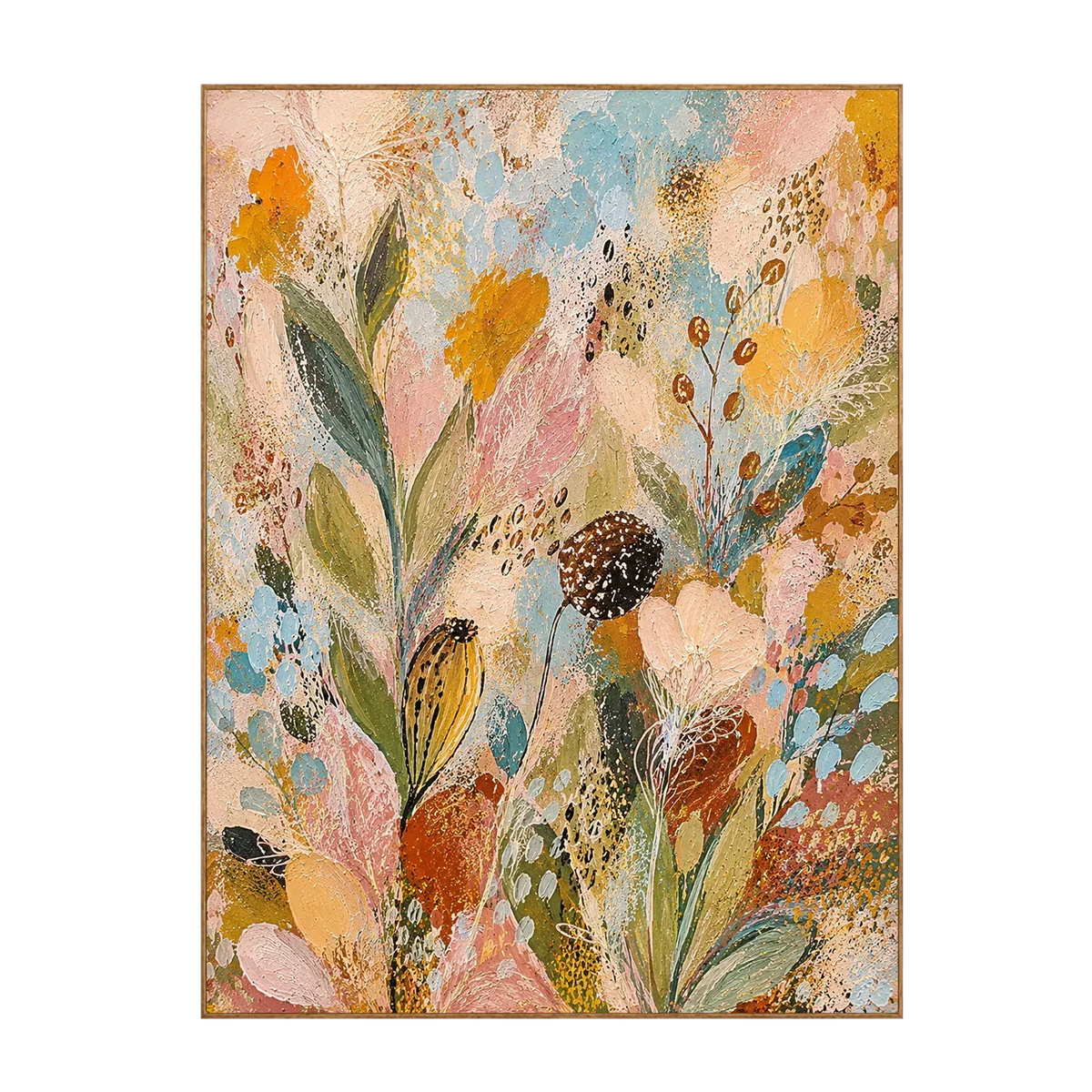 Pastel Wildflower Garden Textured Wall Art | Olyrel