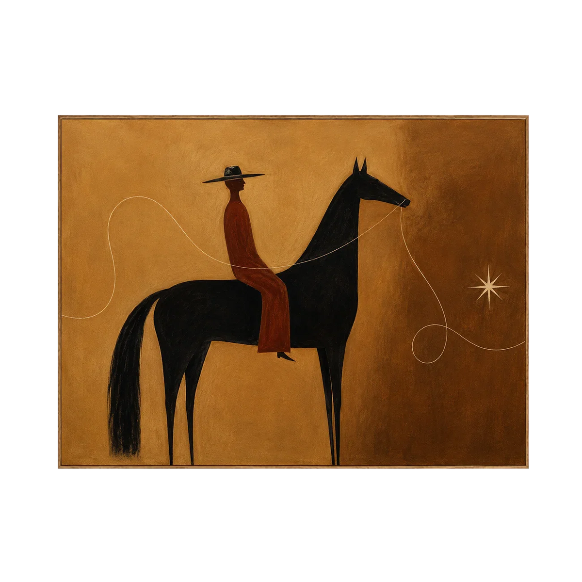 Lone Rider Under Western Star Wall Art | Olyrel