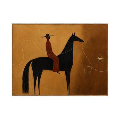Lone Rider Under Western Star Wall Art | Olyrel