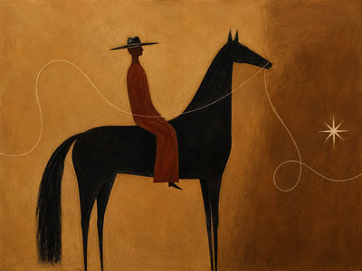 Lone Rider Under Western Star Wall Art artwork view | Olyrel