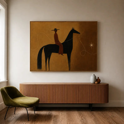 Lone Rider Under Western Star Wall Art styled interior scene 5 | Olyrel